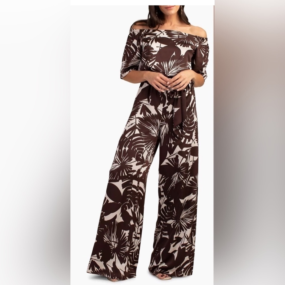 Trina Turk Chocolate Tropical Print Jumpsuit